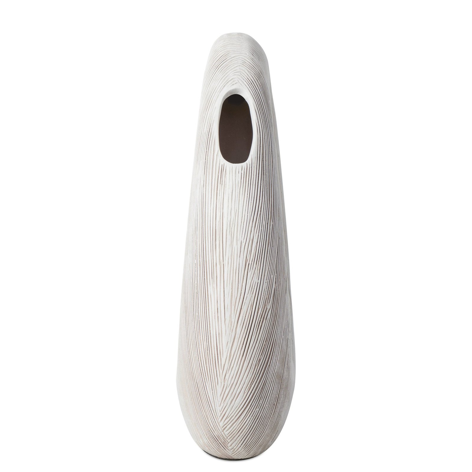 Alma Etched White Patina Resin Tall Donut Vase - 11.5 Inch Tall - Image 11
