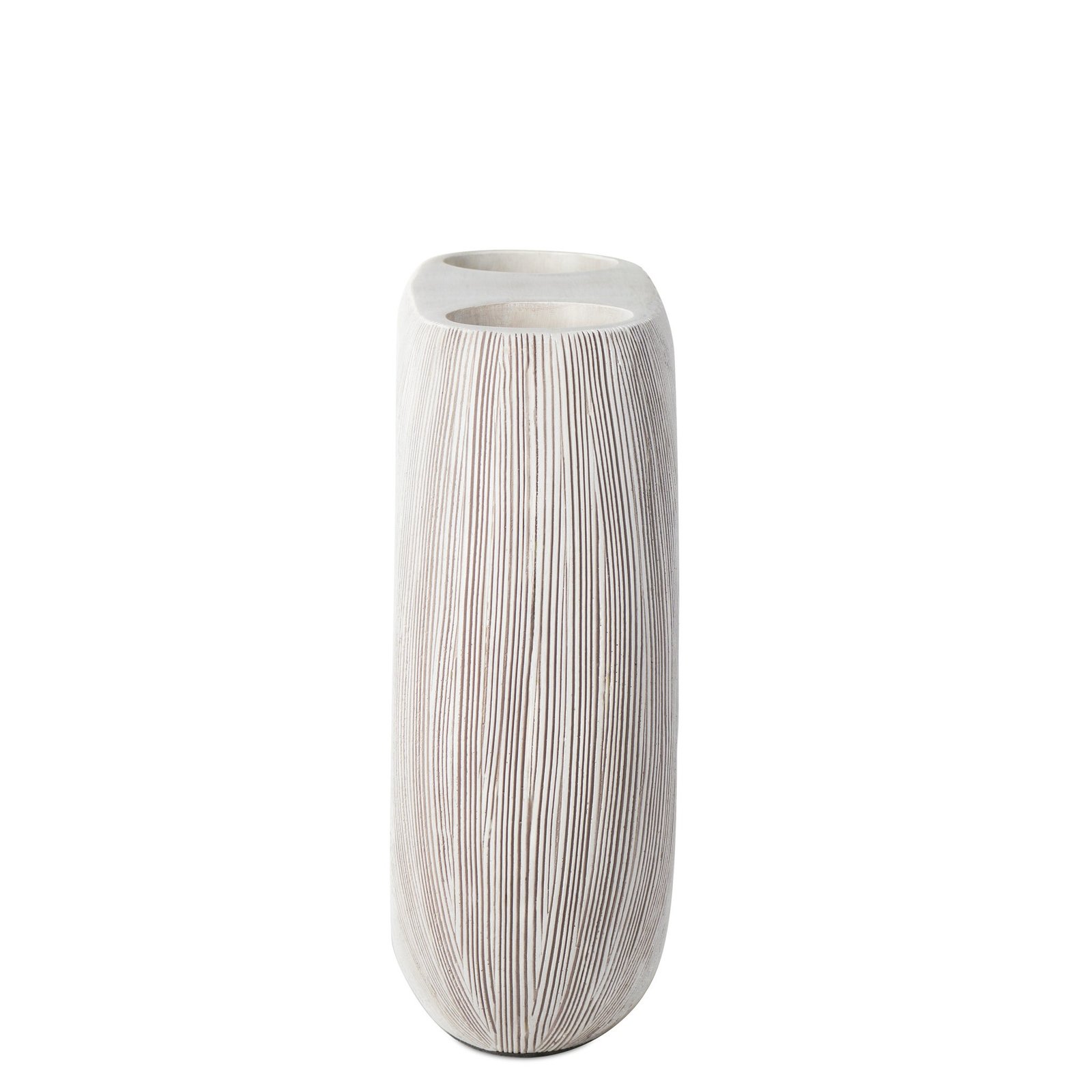 Alma Etched White Patina Resin Round Donut Vase - 9 Inch Tall - Image 11