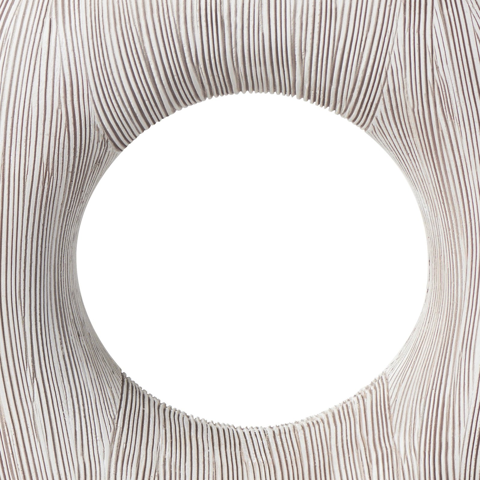 Alma Etched White Patina Resin Round Donut Vase - 9 Inch Tall - Image 3