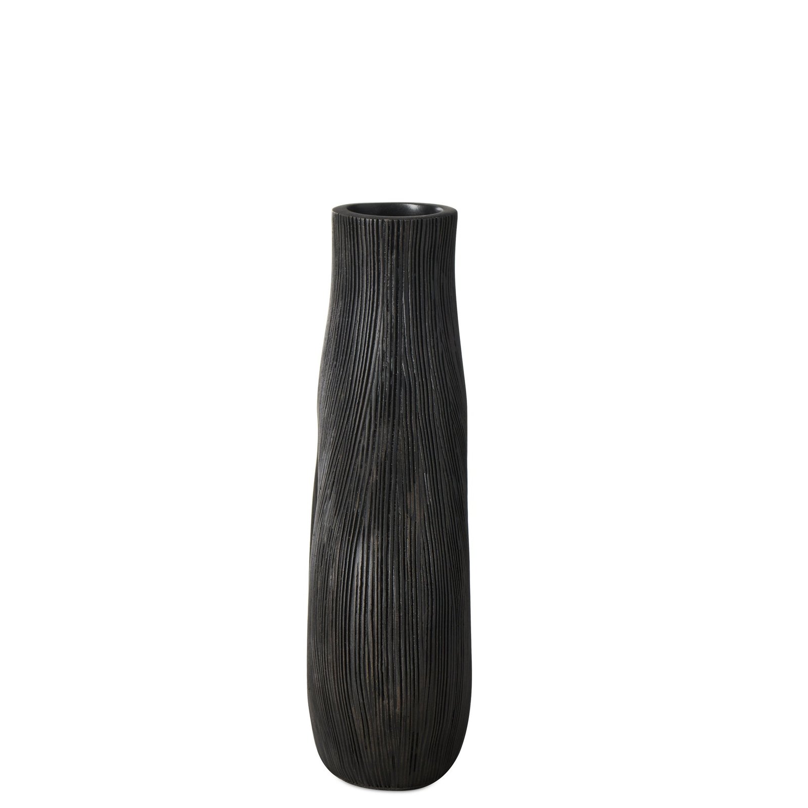 Alma Etched Black Patina Wide Donut Resin Vase - 9 Inch Tall - Image 11