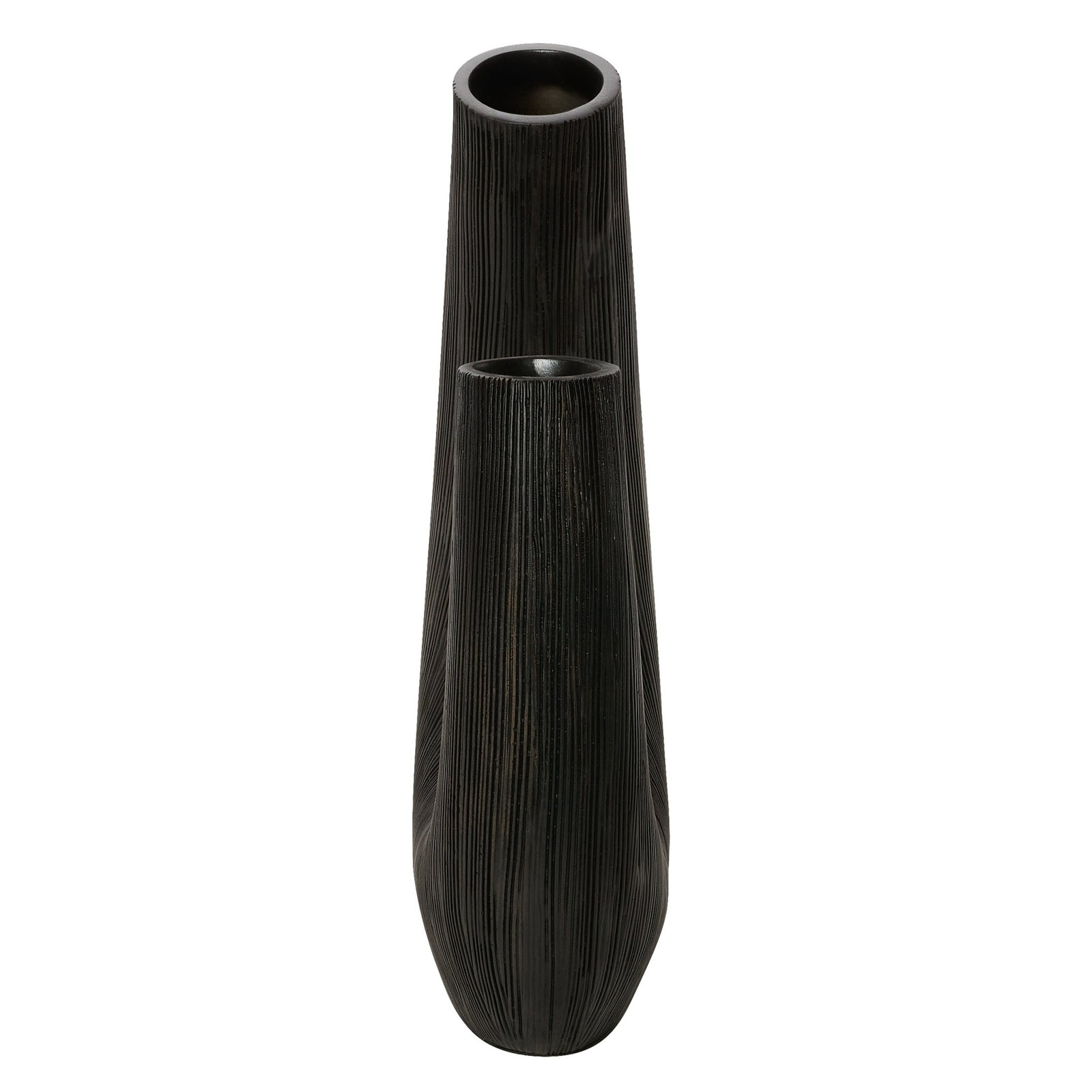 Alma Etched Black Patina Resin Horn Vase - 12 Inch Tall - Image 11