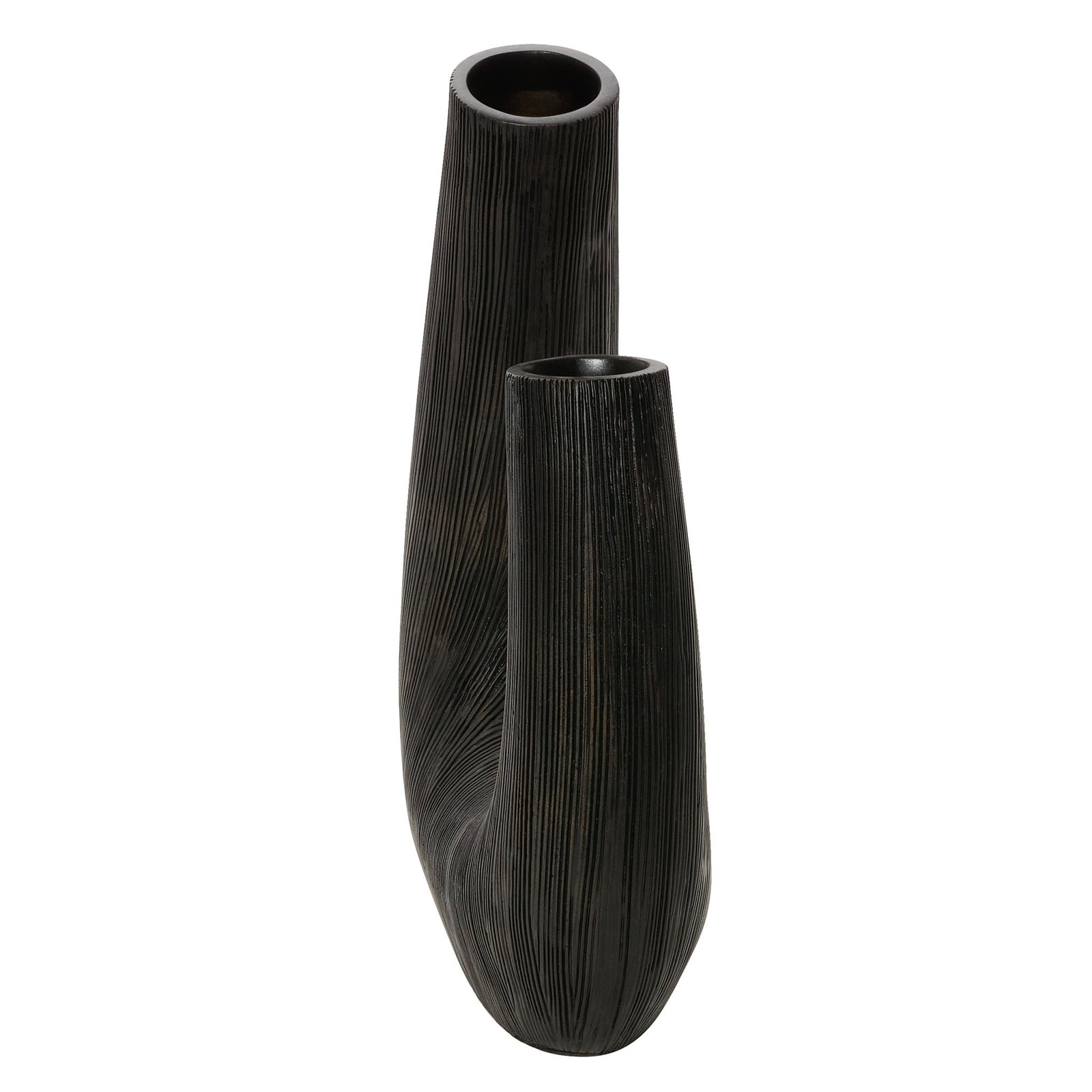 Alma Etched Black Patina Resin Horn Vase - 12 Inch Tall - Image 12
