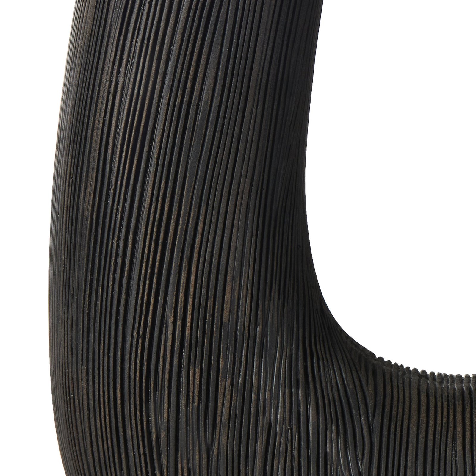 Alma Etched Black Patina Resin Horn Vase - 12 Inch Tall - Image 3