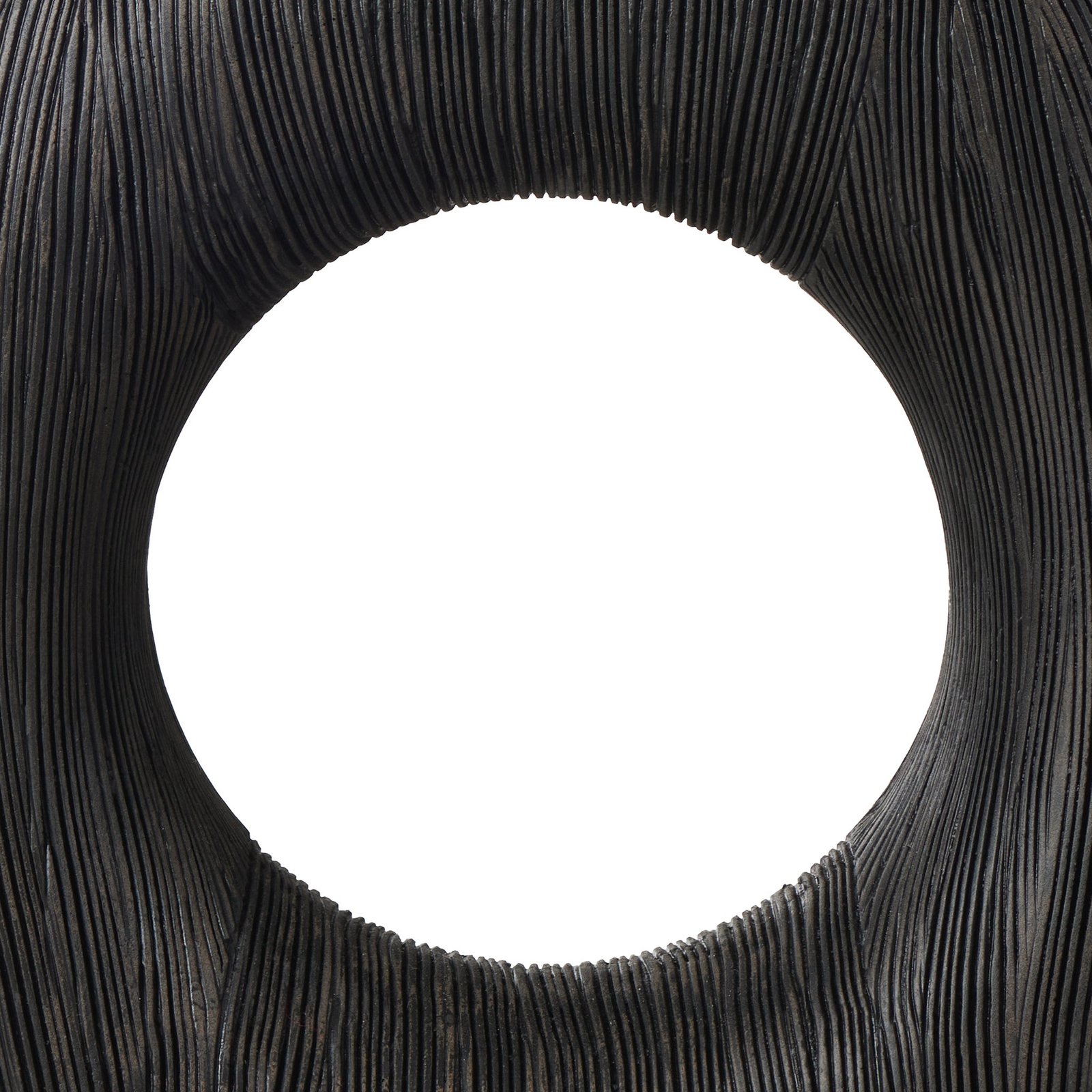 Alma Etched Black Patina Resin Round Donut Vase - 9 Inch Tall - Image 3