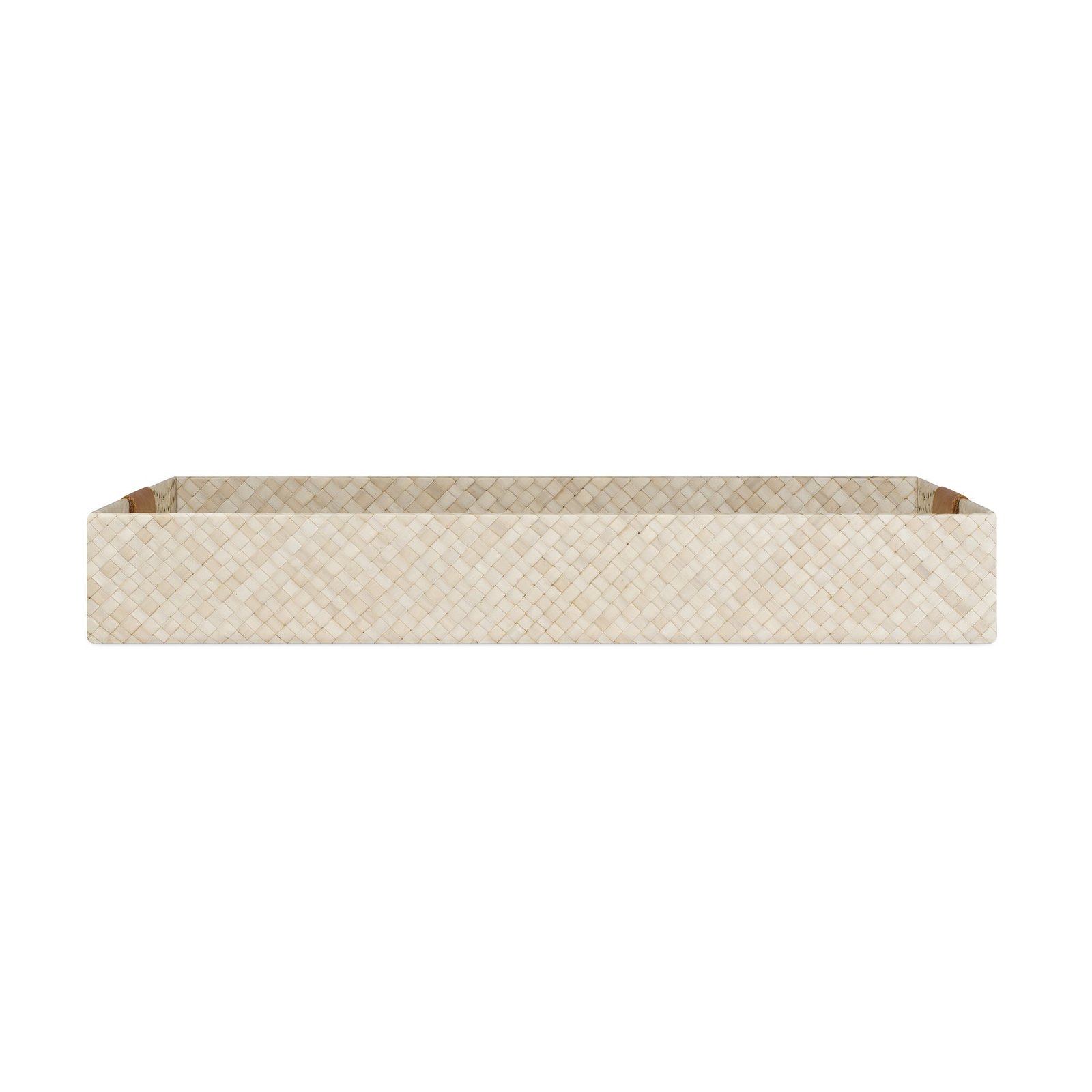 Pandan Chevron Design Faux Leather Handle 12x20 Inch Rectangle Tray - Image 10