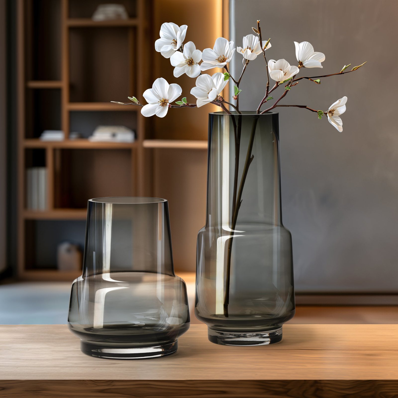 Solo Smoke Glass 11 Inch Tall Vase - Image 4