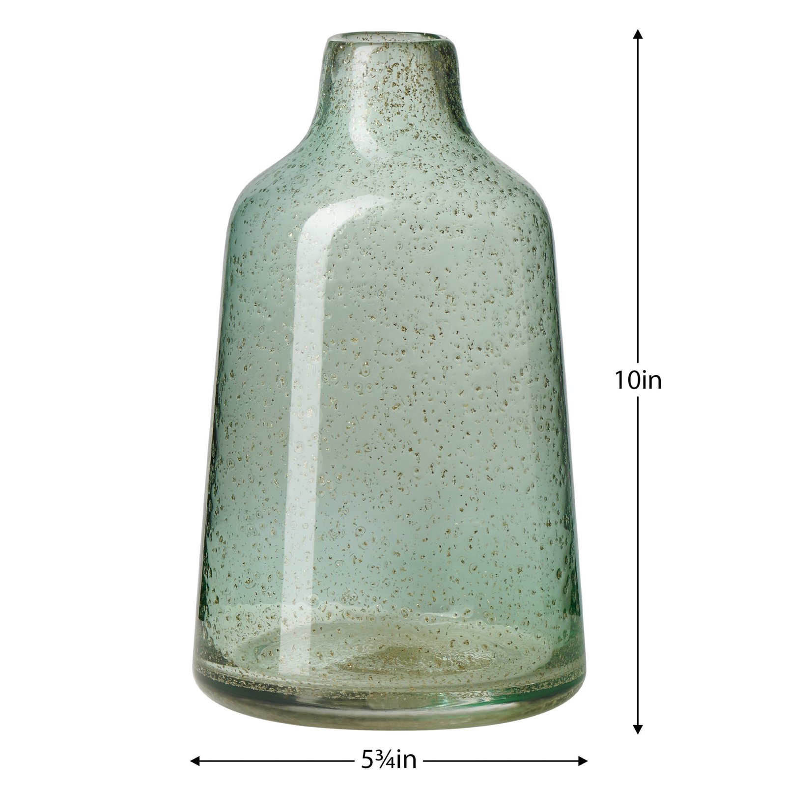 Marina Tapered Gold Bubble 10 Inch Tall Glass Vase - Light Green - Image 3