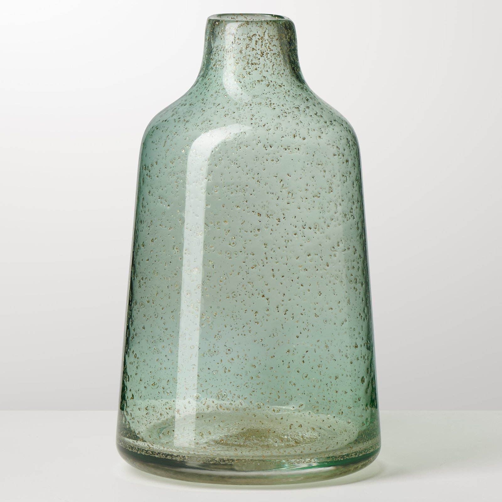 Marina Tapered Gold Bubble 10 Inch Tall Glass Vase - Light Green - Image 5