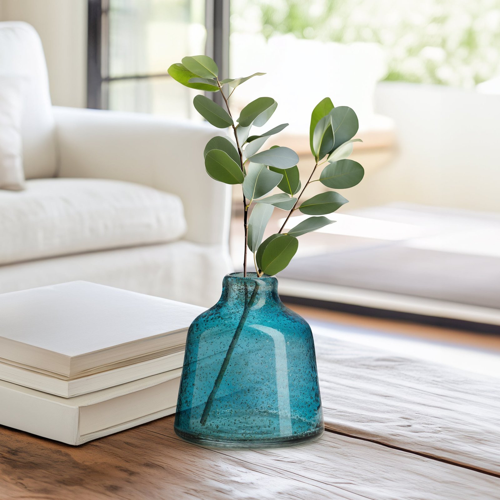 Marina Tapered Gold Bubble 6 Inch Tall Glass Vase - Blue - Image 6