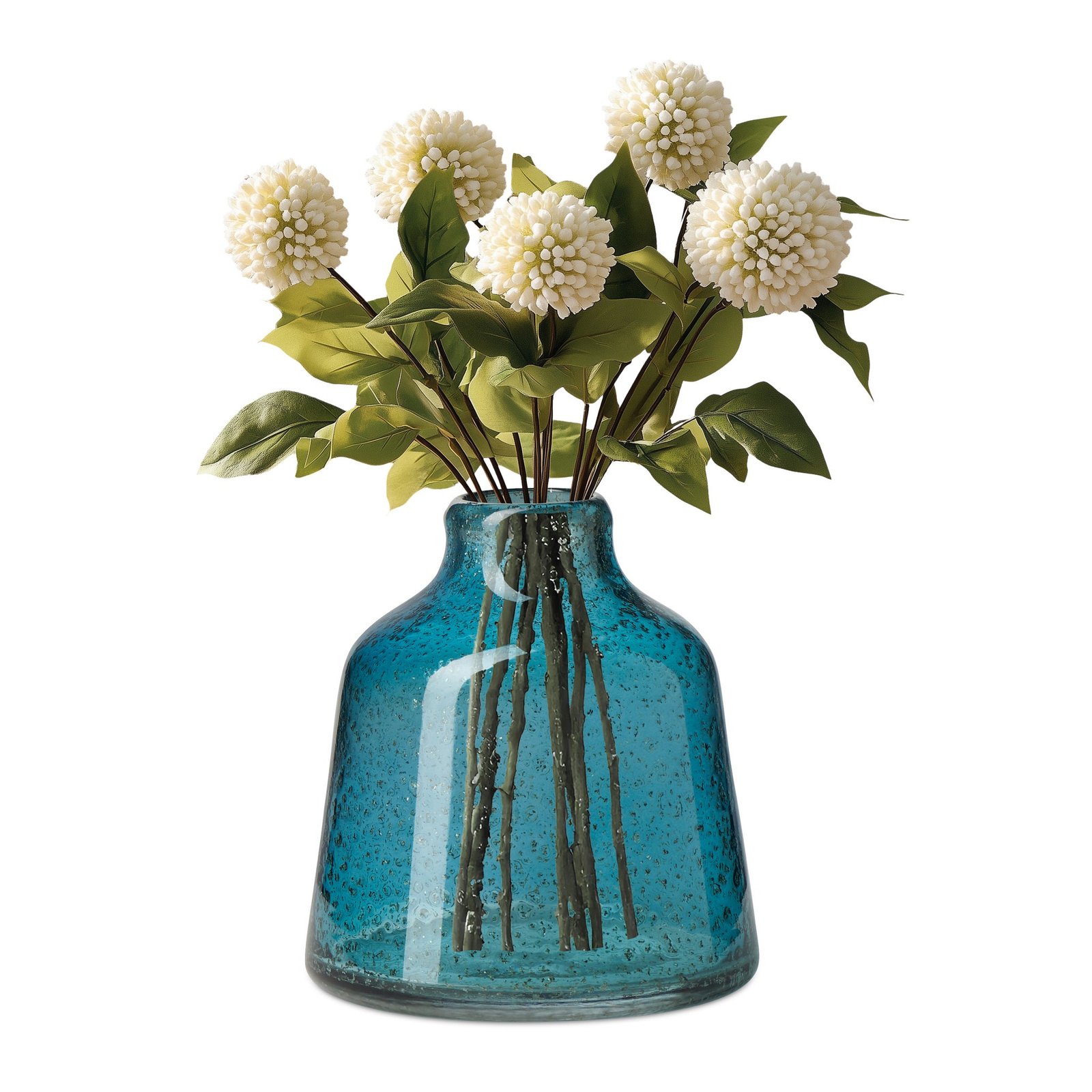 Marina Tapered Gold Bubble 6 Inch Tall Glass Vase - Blue - Image 7