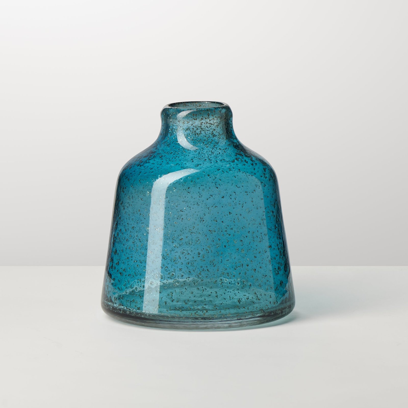 Marina Tapered Gold Bubble 6 Inch Tall Glass Vase - Blue - Image 5