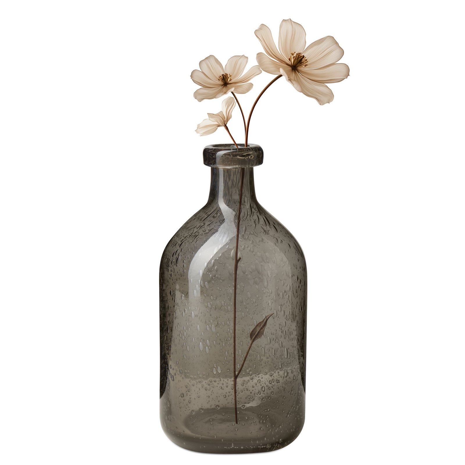 Tito Hand Blown Smoke Glass 8 Inch Tall Bottle Vase - Image 8