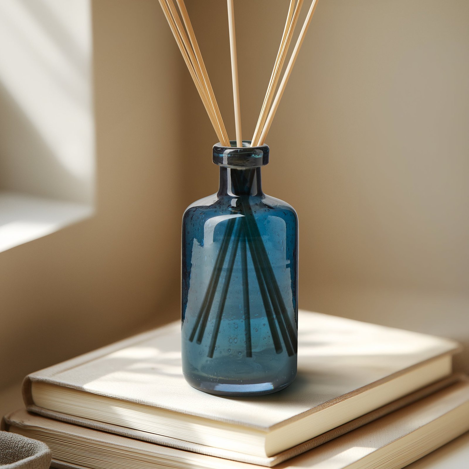 Tito Hand Blown Blue Glass 6 Inch Tall Bottle Vase - Image 7