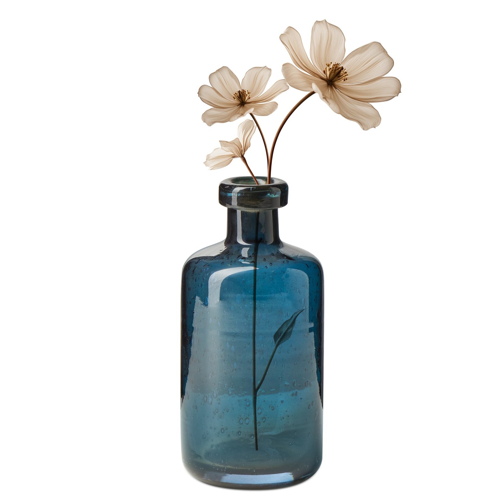 Tito Hand Blown Blue Glass 6 Inch Tall Bottle Vase - Image 8