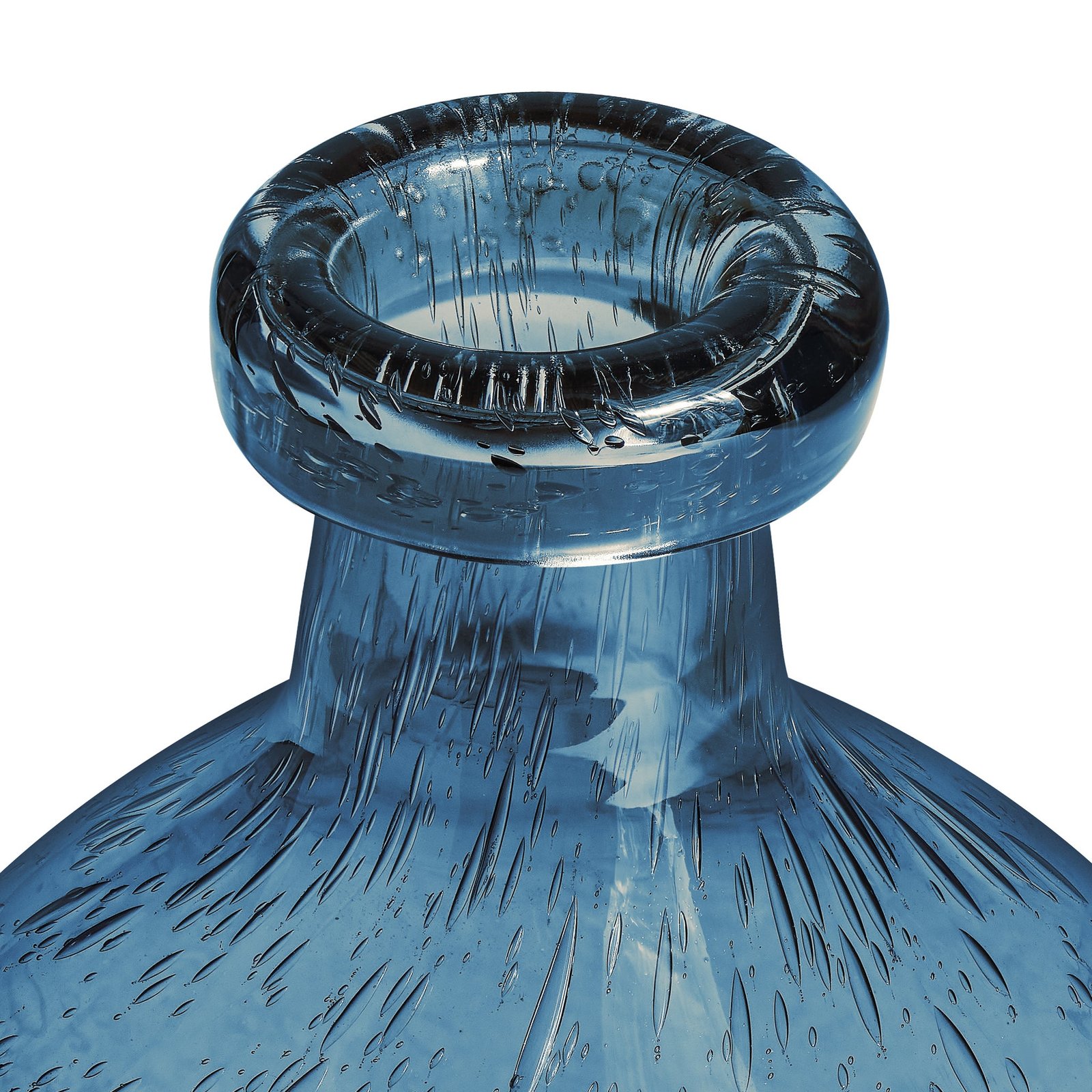 Tito Hand Blown Blue Glass 6 Inch Tall Bottle Vase - Image 9