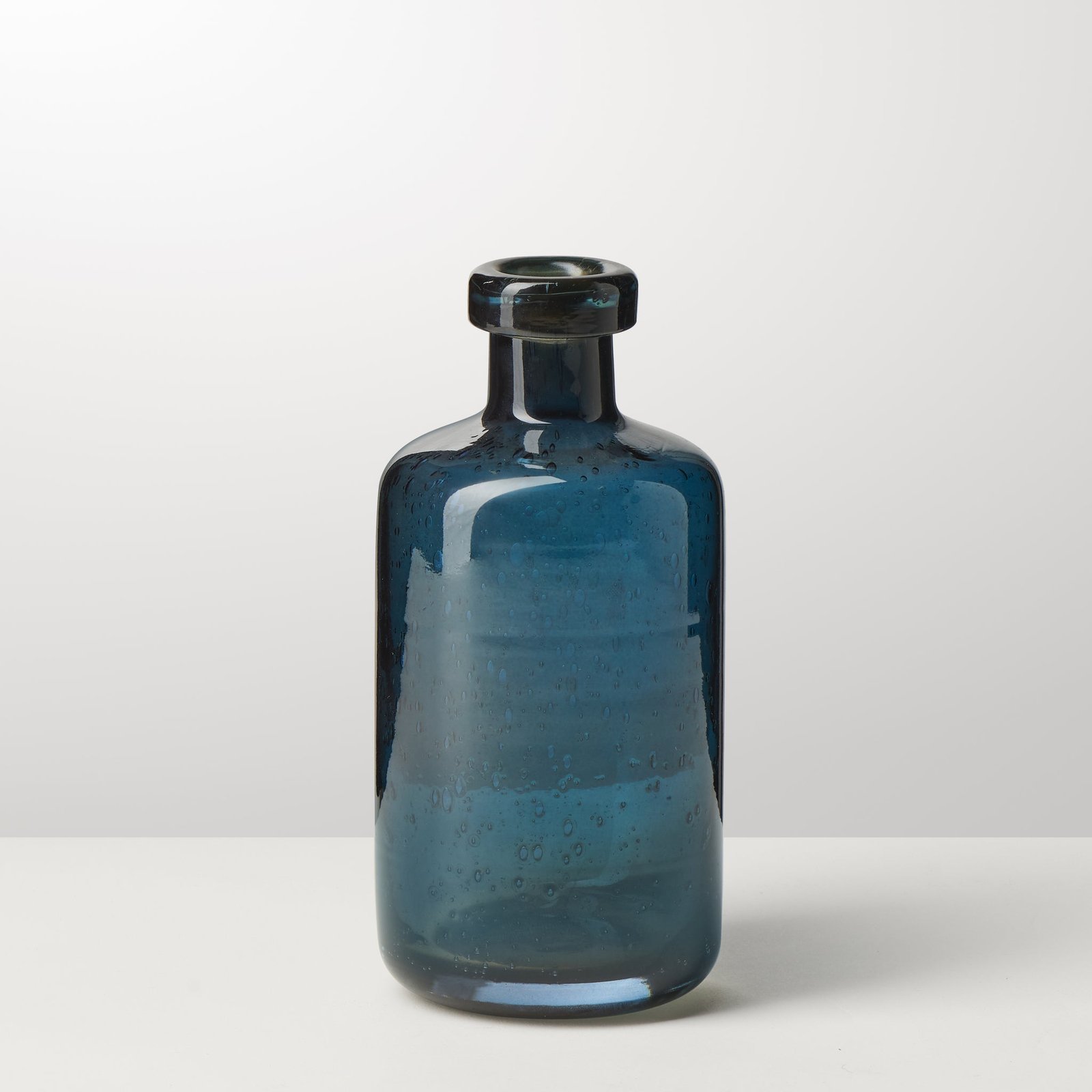 Tito Hand Blown Blue Glass 6 Inch Tall Bottle Vase - Image 6