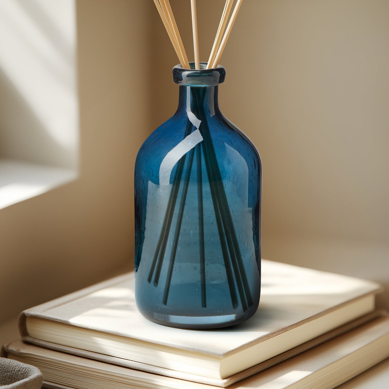 Tito Hand Blown Blue Glass 8 Inch Tall Bottle Vase - Image 7