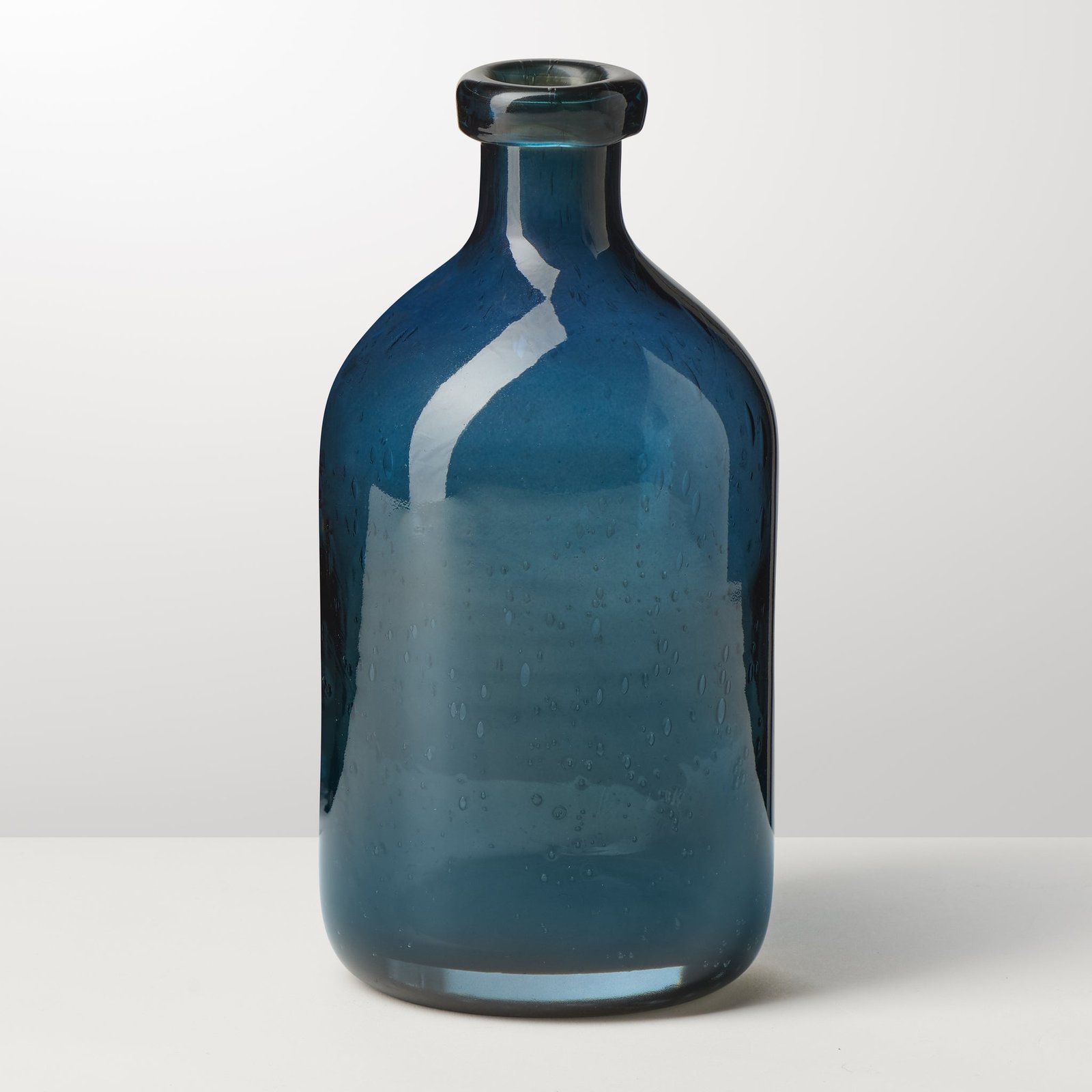 Tito Hand Blown Blue Glass 8 Inch Tall Bottle Vase - Image 6