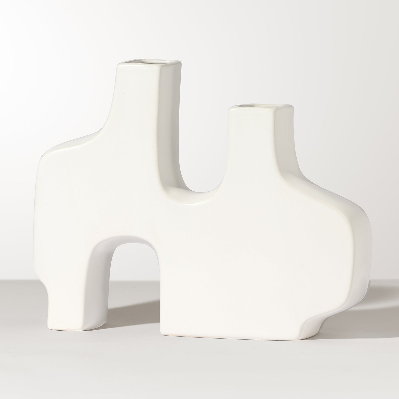 Abstract Duo 11.5 x 9 Inch Tall Matte White Ceramic Vase - Image 7