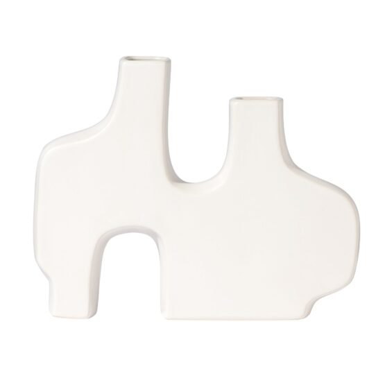 Abstract Duo 11.5 x 9 Inch Tall Matte White Ceramic Vase - Image 10