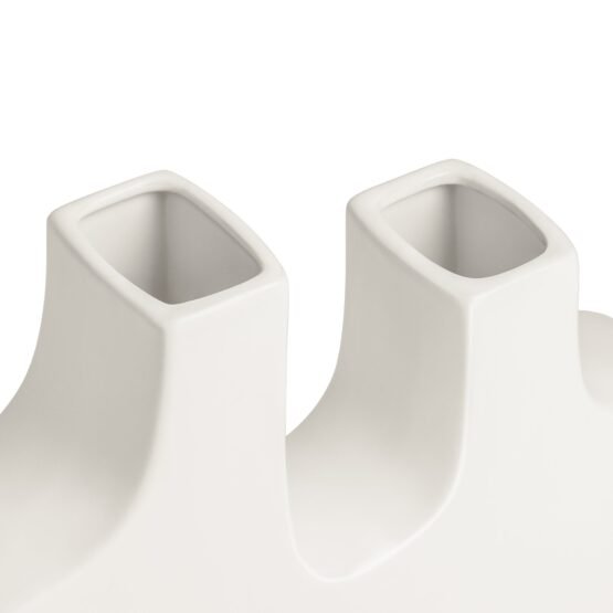 Abstract Duo 11.5 x 9 Inch Tall Matte White Ceramic Vase - Image 2
