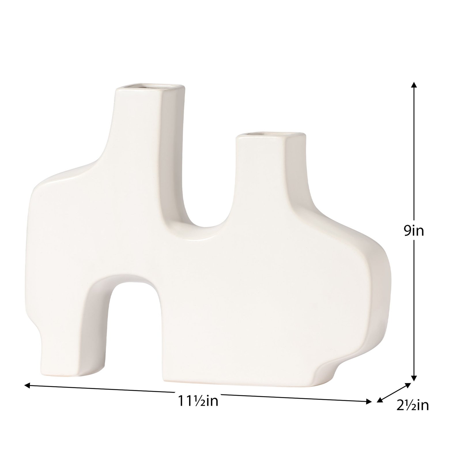 Abstract Duo 11.5 x 9 Inch Tall Matte White Ceramic Vase - Image 4