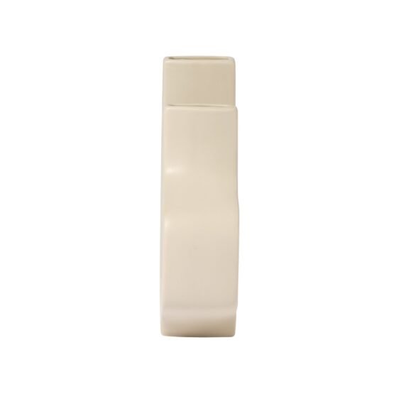 Abstract Duo 11.5 x 9 Inch Tall Matte Cream Ceramic Vase - Image 11