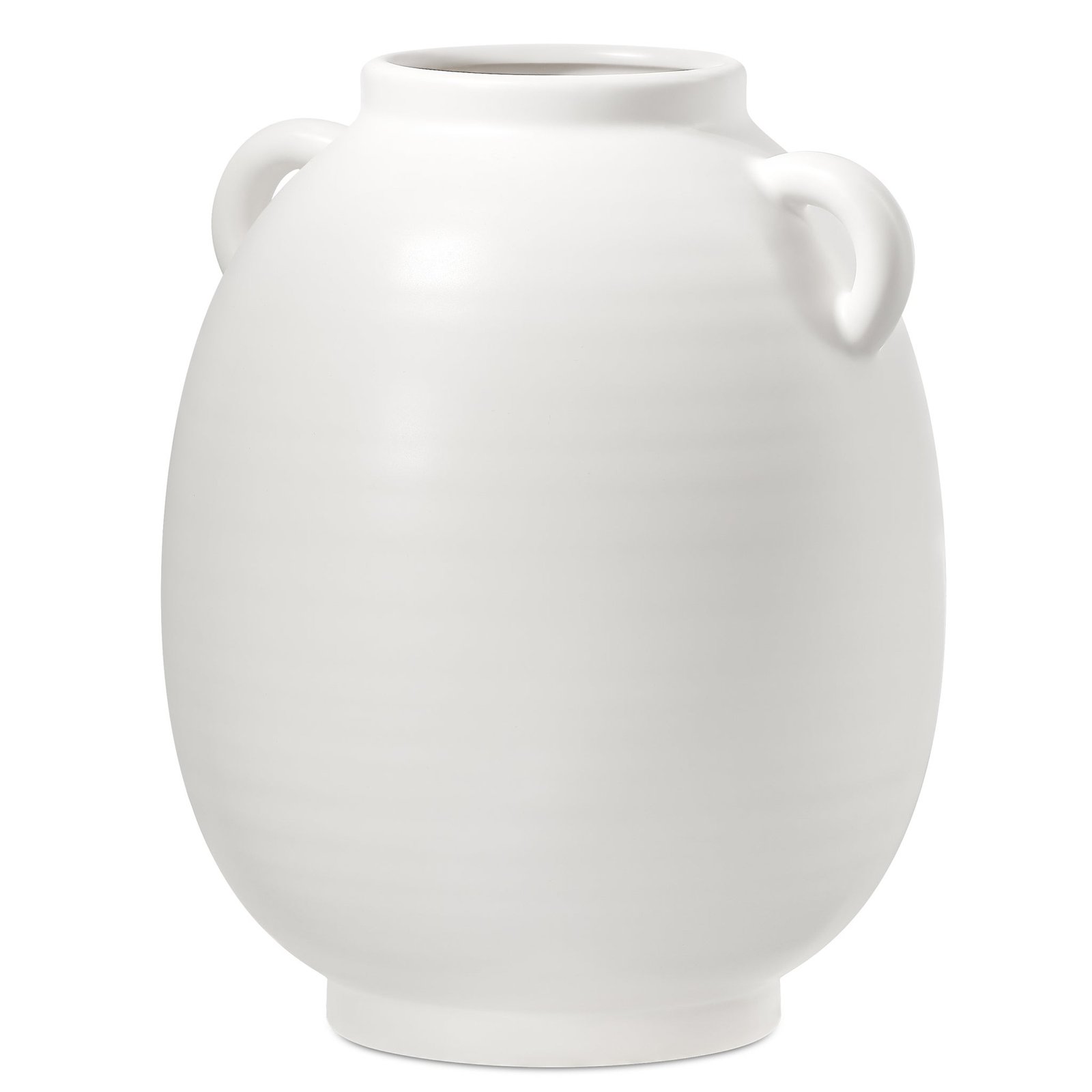 Capri Double Handle 9 Inch Tall Ceramic Oval Urn Vase - Matte White - Image 9