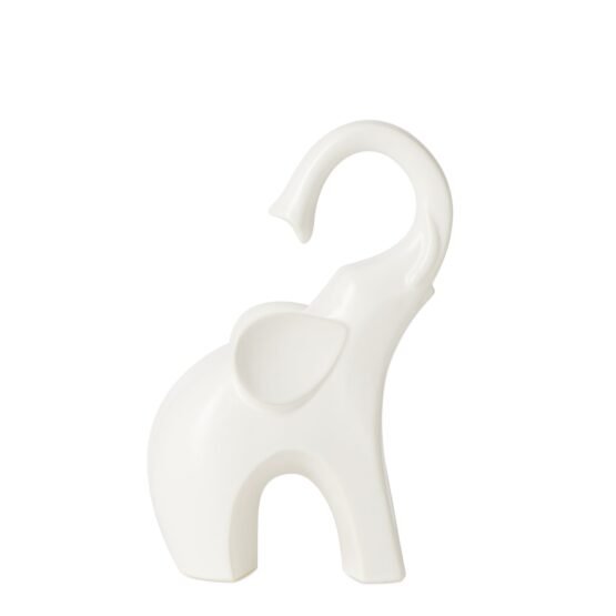 Whimsical Elephant 8.5 Inch Tall Ceramic Decor Sculpture - Matte White - Image 8