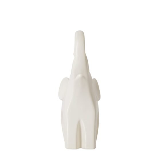 Whimsical Elephant 8.5 Inch Tall Ceramic Decor Sculpture - Matte White - Image 9
