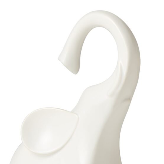 Whimsical Elephant 8.5 Inch Tall Ceramic Decor Sculpture - Matte White - Image 2