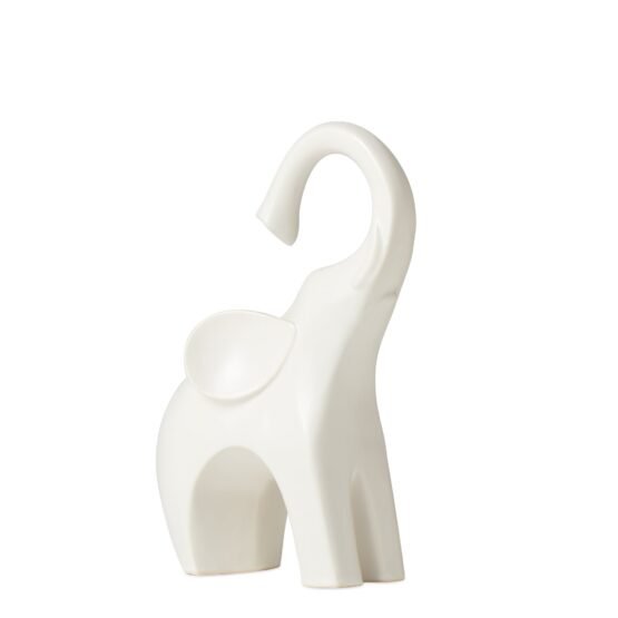 Whimsical Elephant 8.5 Inch Tall Ceramic Decor Sculpture - Matte White