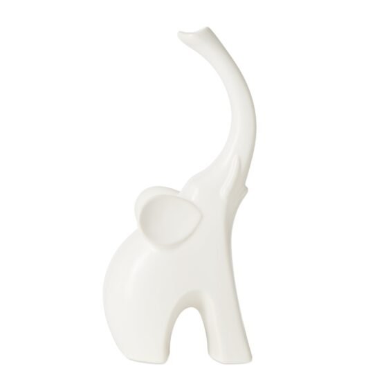 Whimsical Elephant 10 Inch Tall Ceramic Decor Sculpture - Matte White - Image 8