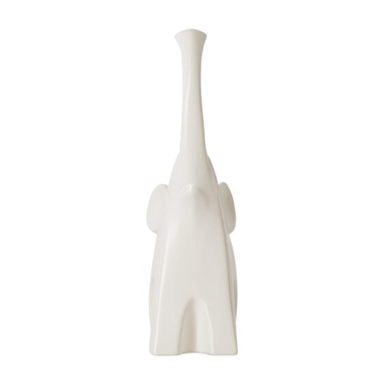 Whimsical Elephant 10 Inch Tall Ceramic Decor Sculpture - Matte White - Image 9