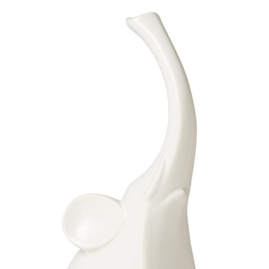 Whimsical Elephant 10 Inch Tall Ceramic Decor Sculpture - Matte White - Image 2