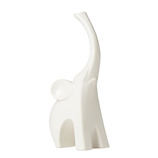 Whimsical Elephant 10 Inch Tall Ceramic Decor Sculpture - Matte White