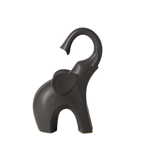 Whimsical Elephant 8.5 Inch Tall Ceramic Decor Sculpture - Matte Brown - Image 8