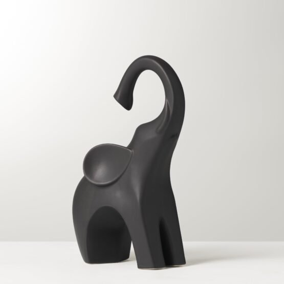 Whimsical Elephant 8.5 Inch Tall Ceramic Decor Sculpture - Matte Brown - Image 6