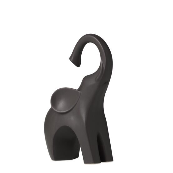 Whimsical Elephant 8.5 Inch Tall Ceramic Decor Sculpture - Matte Brown