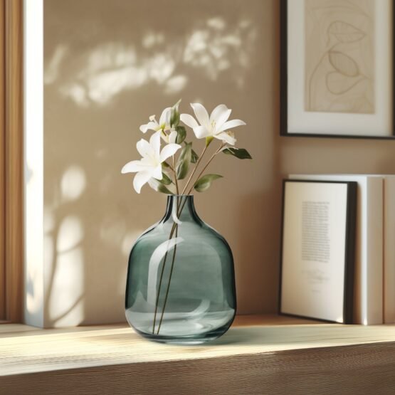 Belle 5.25 Inch Tall Glass Bud Vase - Blue - Image 4