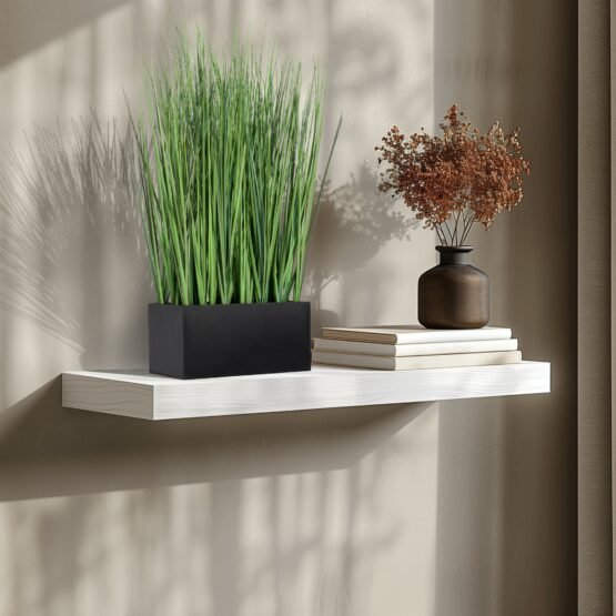 Onion Grass Artificial Faux Potted 18 Inch Tall Plant with Black Rectangle Pot - Image 6