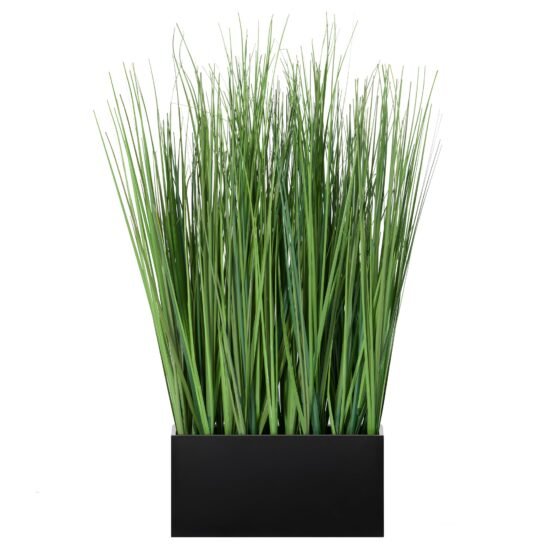 Onion Grass Artificial Faux Potted 18 Inch Tall Plant with Black Rectangle Pot - Image 9