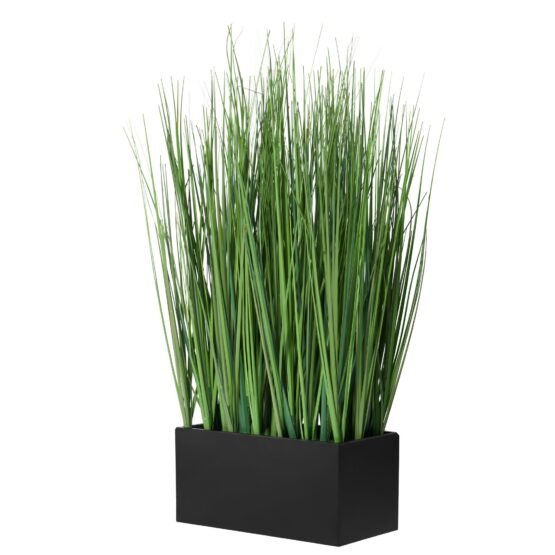 Onion Grass Artificial Faux Potted 18 Inch Tall Plant with Black Rectangle Pot - Image 10