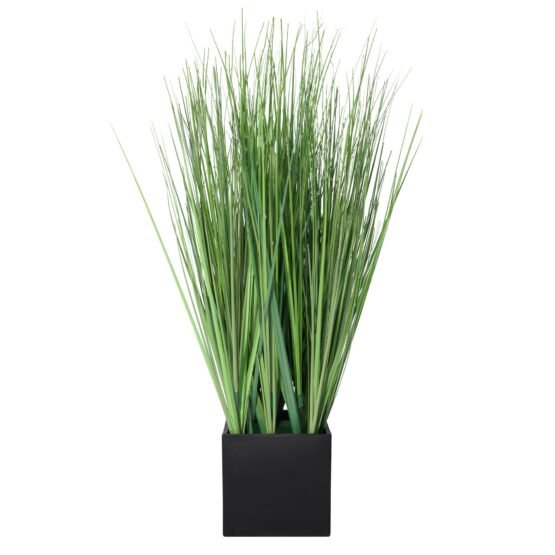 Onion Grass Artificial Faux Potted 18 Inch Tall Plant with Black Rectangle Pot - Image 11