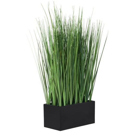 Onion Grass Artificial Faux Potted 18 Inch Tall Plant with Black Rectangle Pot - Image 12