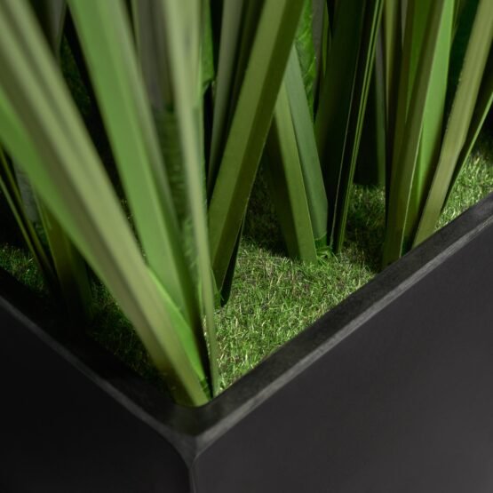 Onion Grass Artificial Faux Potted 18 Inch Tall Plant with Black Rectangle Pot - Image 2
