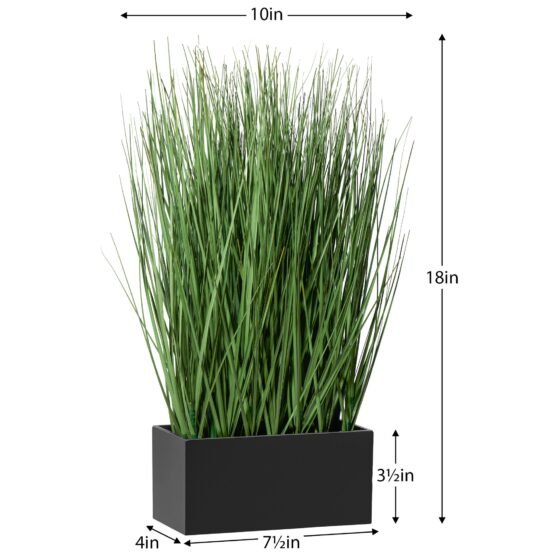 Onion Grass Artificial Faux Potted 18 Inch Tall Plant with Black Rectangle Pot - Image 3