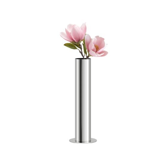 Stainless Steel Silver Pipe Vase - 10 Inch Tall - Image 8
