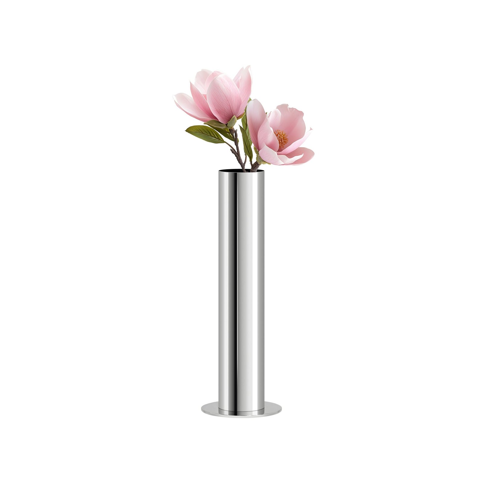 Stainless Steel Silver Pipe Vase - 10 Inch Tall - Image 8