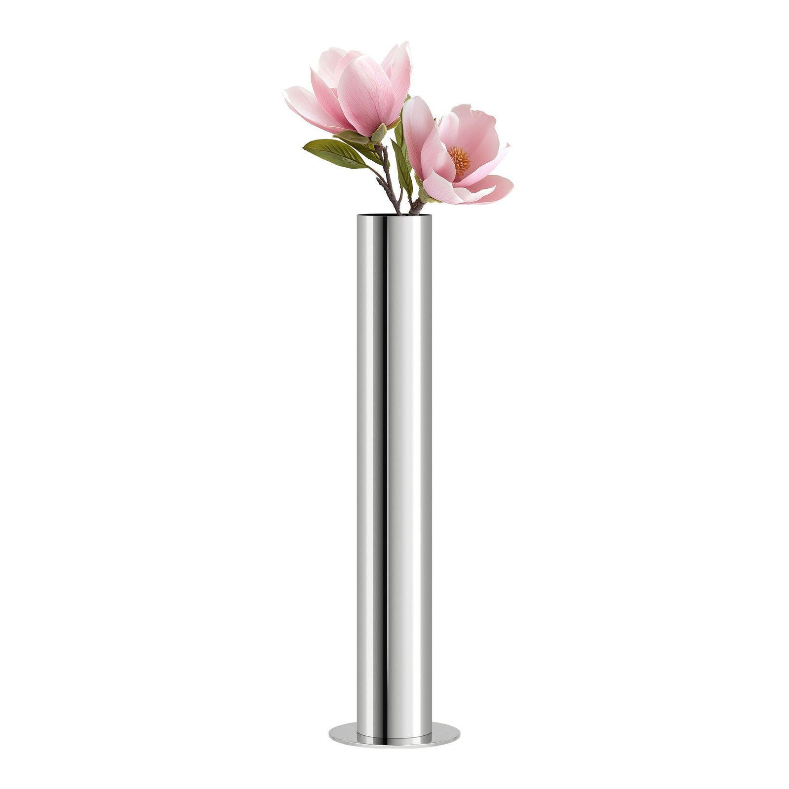 Stainless Steel Silver Pipe Vase - 14 Inch Tall - Image 9